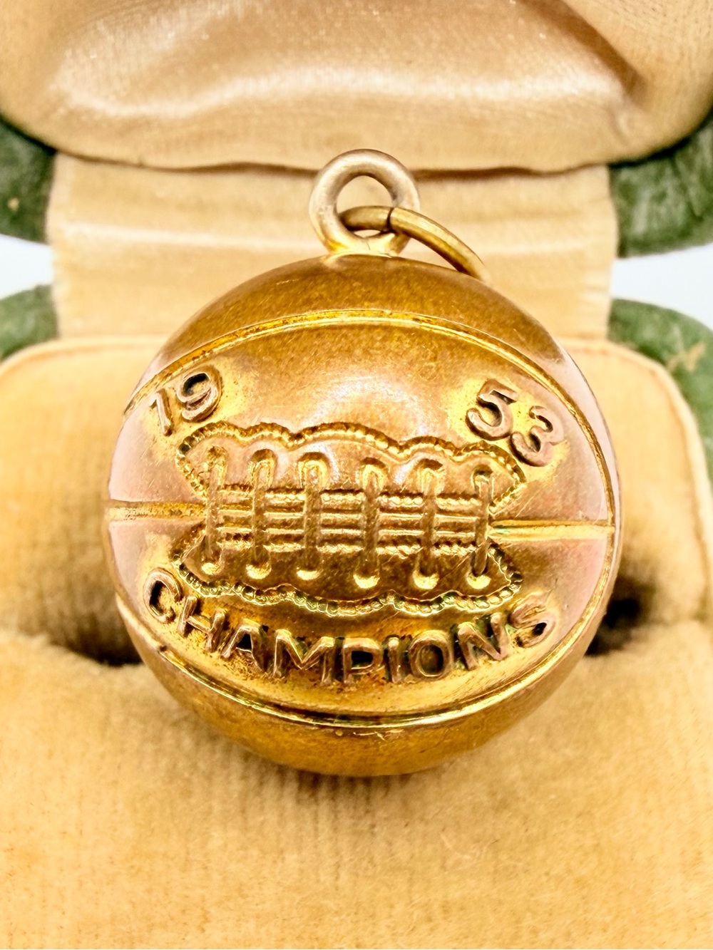 Vintage 1953 Brass Basketball Champions Basketball Pendant